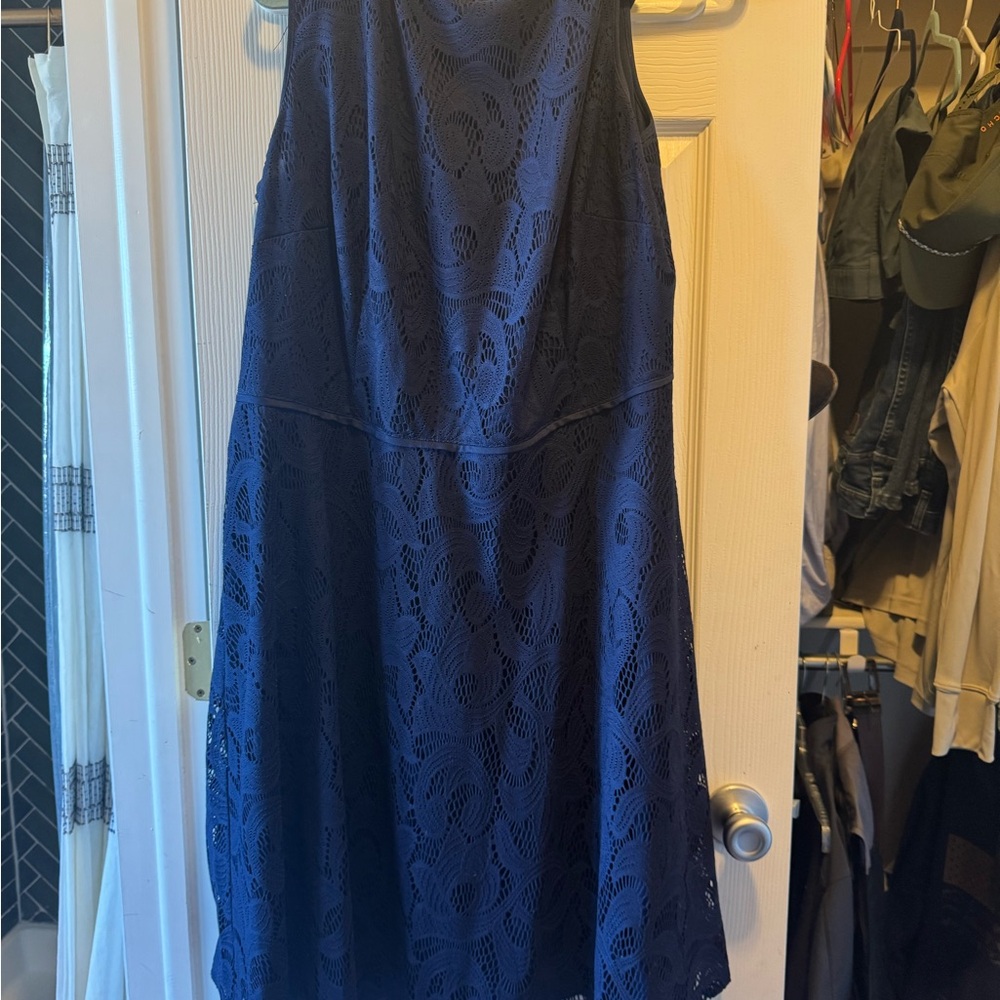 Elegant Navy Lace Dress